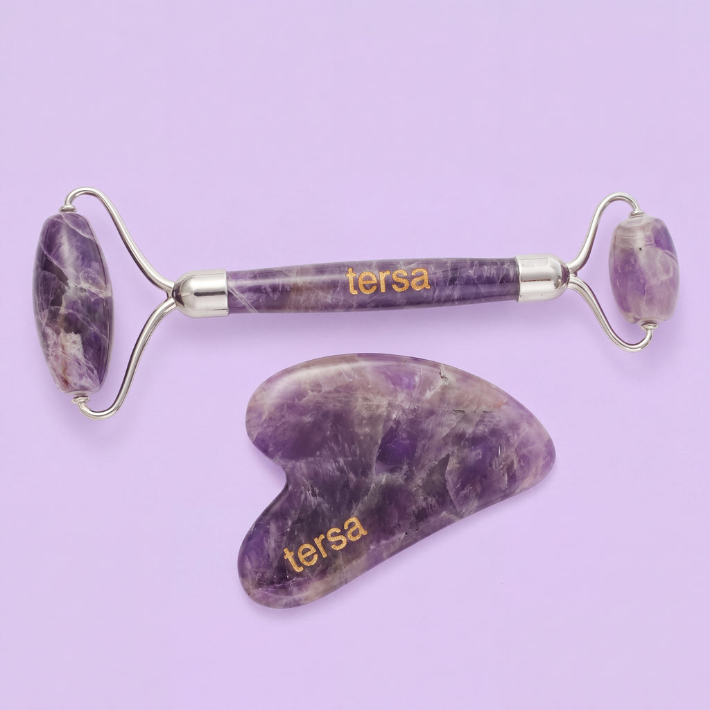 TERSA Skin · Gua sha y rodillo de cuarzo rosa